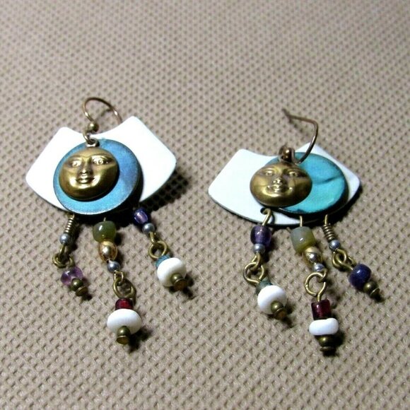 Pierced Earrings Boho Hippie Dangle Drop Celestial - Picture 2 of 4